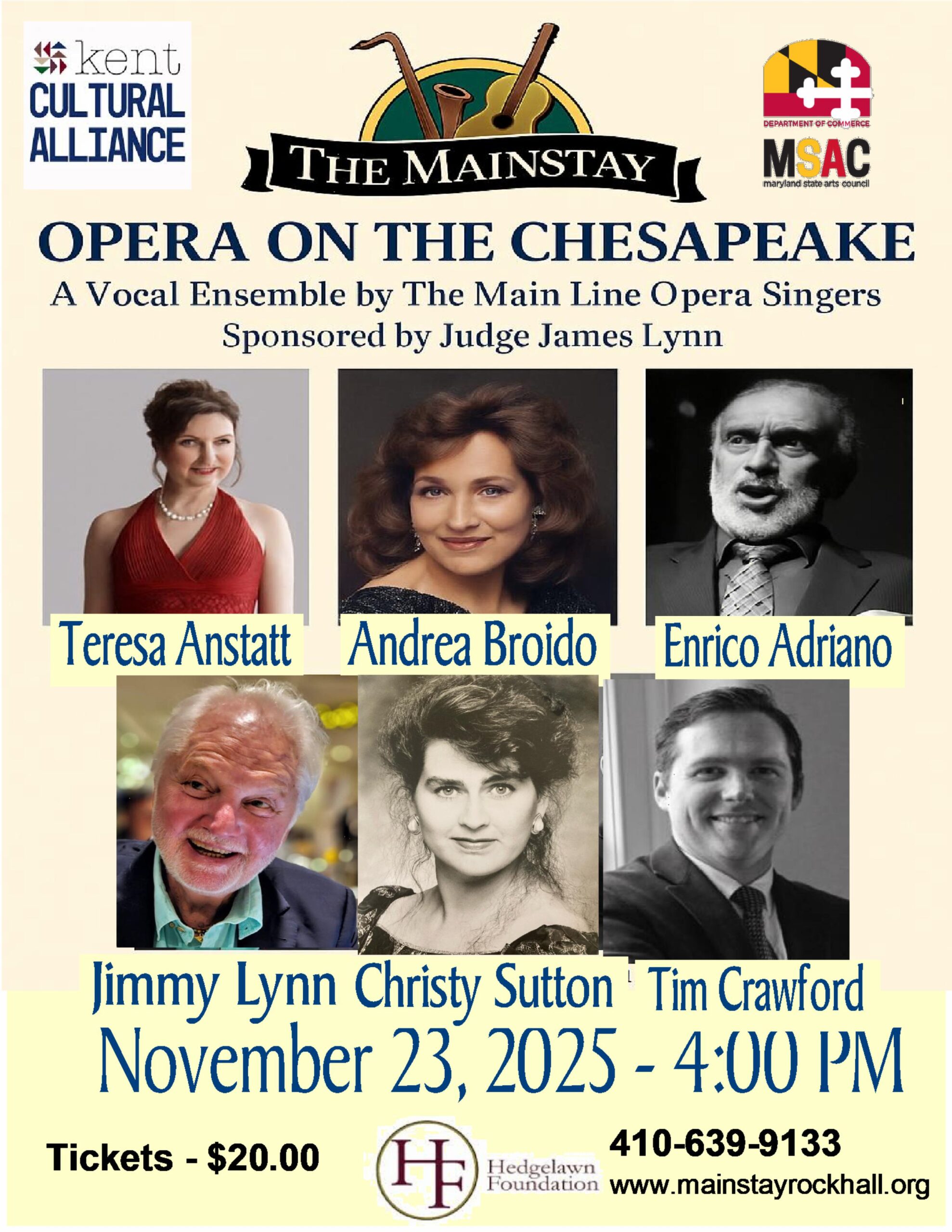 Opera On The Chesapeake<br>The Main Line Opera Singers<br>4pm<br>$20