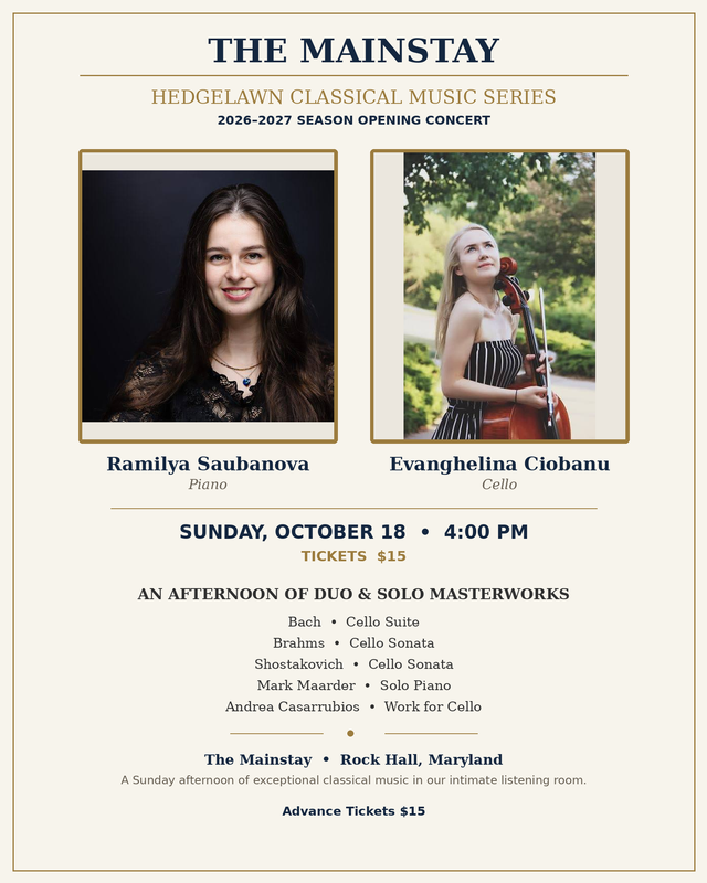 Hedgelawn Classical Music Series-Piano and Cello<br>4PM<br>$15